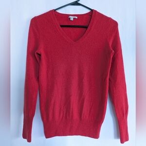 Halogen Women's XS Red Pink V-Neck Sweater 100% Cashmere Plush Soft